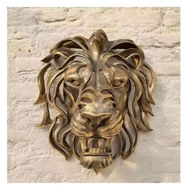 Lion Head Wall Hanging Sculpture Resin Lion Head Wall Decor Animal Head
