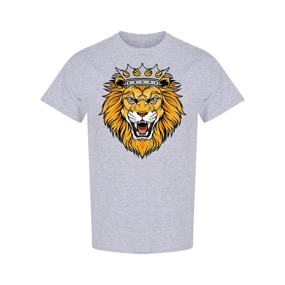 Lion Head With Crown Graphic T-Shirt Men -Image by Shutterstock, Male Medium