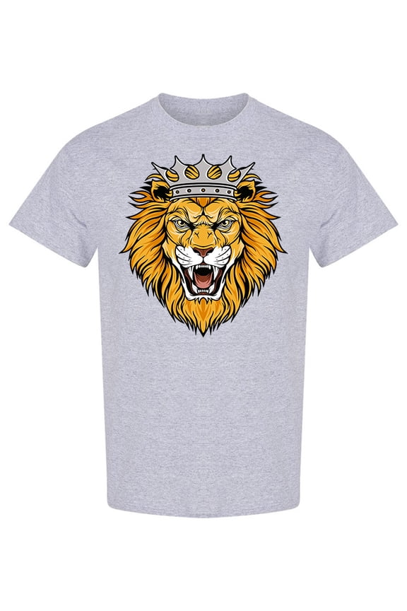 Lion Head With Crown Graphic T-Shirt Men -Image by Shutterstock, Male Medium