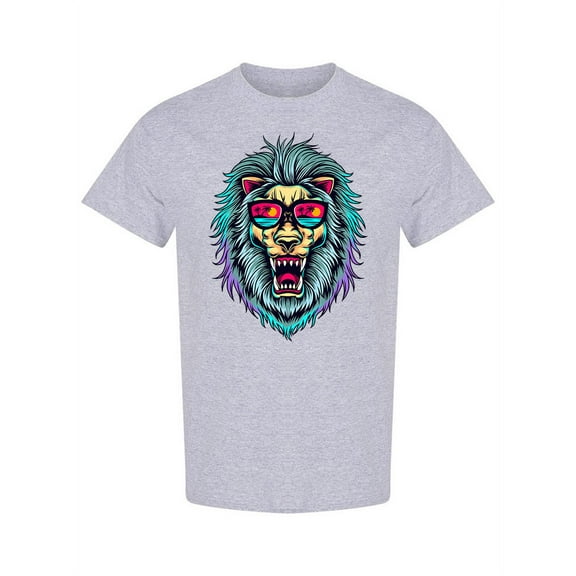 Lion Head With Glasses T-Shirt Men -Image by Shutterstock, Male Large