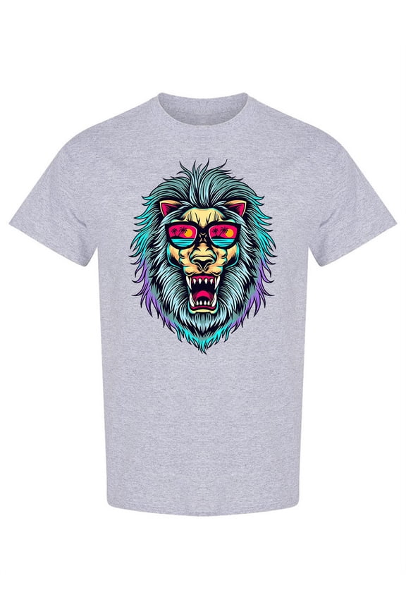 Lion Head With Glasses T-Shirt Men -Image by Shutterstock, Male Small