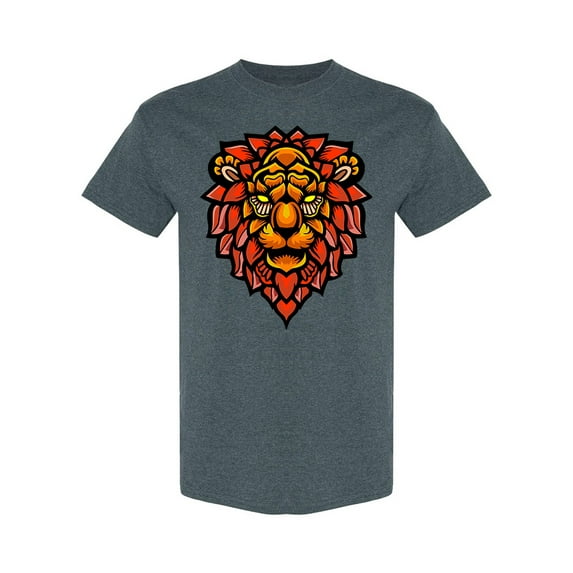 Lion Head Zentangle Art T-Shirt Men -Image by Shutterstock, Male Small