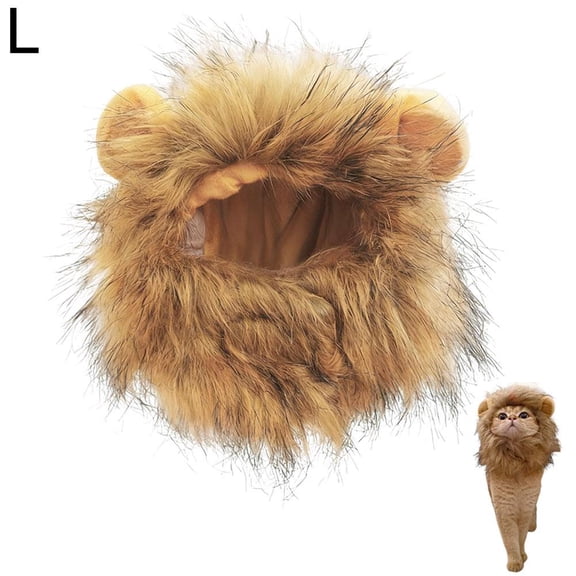 Lion Headpiece for Cats, Photo Prop Costume with Elastic Net & Soft Fabric, Cute Lion Mane Hat for Photography, Halloween, Christmas Pet Dress Up