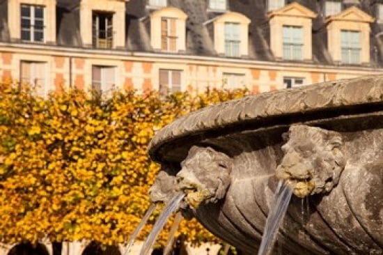 Lion Heads Fountain in Paris France Canvas Art - Brian Jannsen DanitaDelimont (36 x 24)