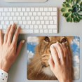 Lion Headshot Blue Sky Up Print Rubber Lock Edge Mouse pad, Office Desk pad, Writing pad, Multi