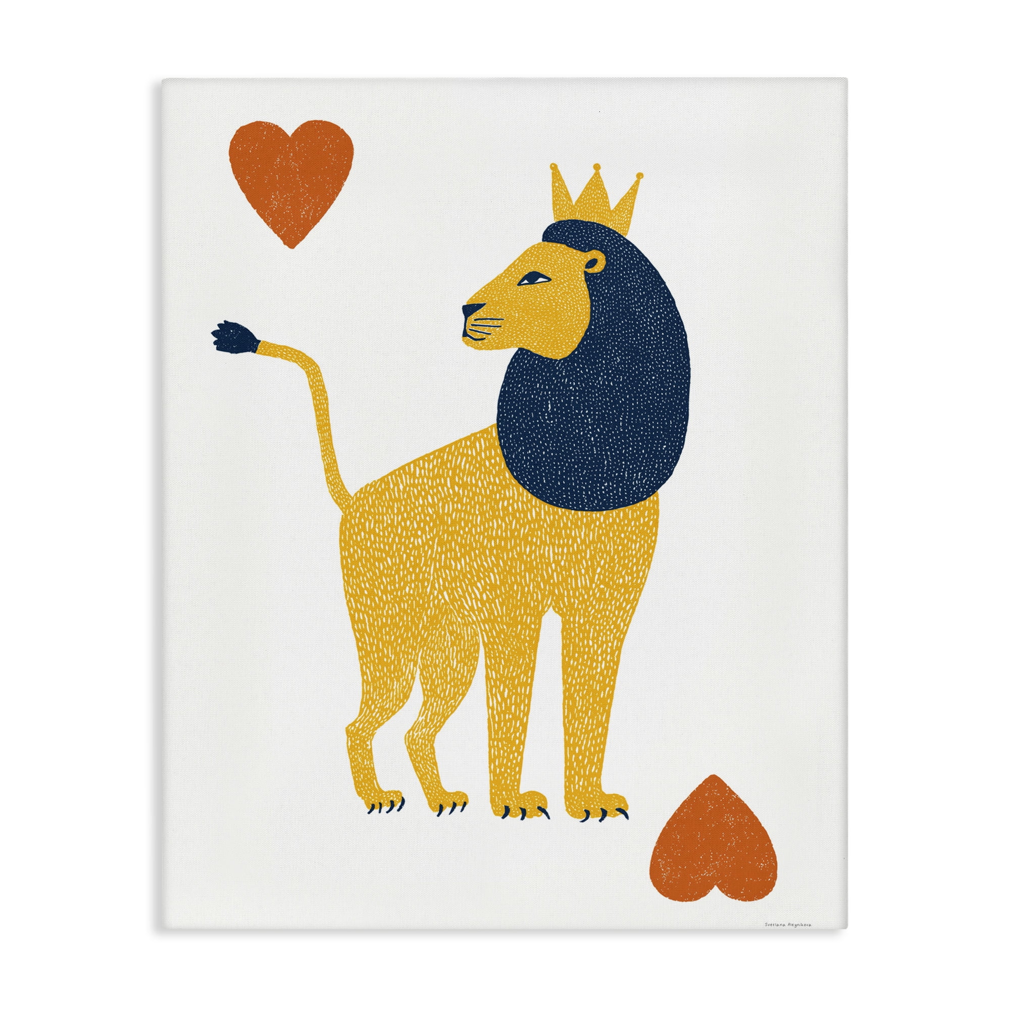 Lion & Hearts Card Canvas Wall Art, design by Svetlana Aleynikova