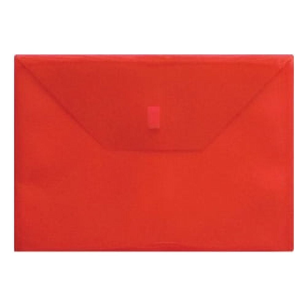 Lion Hook and Loop Closure Poly Envelopes Letter - 8 1/2" x 11" Sheet Size - 180 Sheet Capacity - Polypropylene - Transparent, Red - Recycled - 1 Each