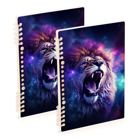 Lion Howl Ring Binder Notebook Journey Note Diary College Ruled Spiral Notebook Study Loose Leaf Paper A5 60 Pages