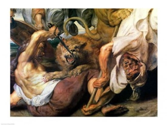 Lion Hunt Canvas Art - Peter Paul Rubens (36 x 24)