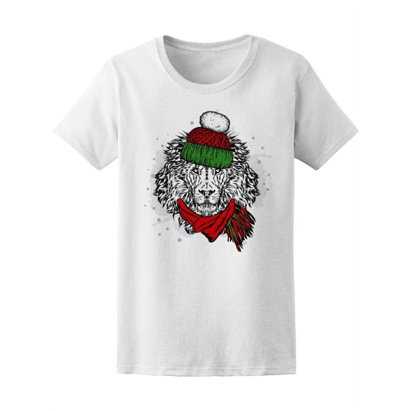 Lion In Winter Hat T-Shirt Men -Image by Shutterstock, Male 4X-Large