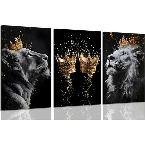 Lion Inspirational Quotes Wall Art Modern Motivational Black And White Lion Poster Print Entrepreneur Hustle Hard Work Quotes Pictures Wall Decor for Office Bedroom(Only canvas)
