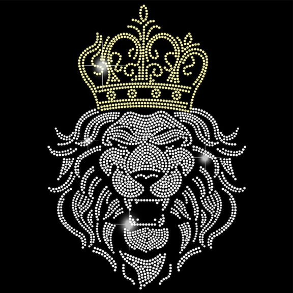 Lion Iron on Rhinestones Transfer Lion T-Shirt Heat Transfer Designs Lion Stickers Rhinestone Lion Bling Decals for Clothing Tote Bag DIY Art Craft Gifts colorful