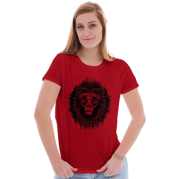 Lion Jungle Symbolic Spirit Animal Womens Slim Fit Graphic Tee Brisco Brands S