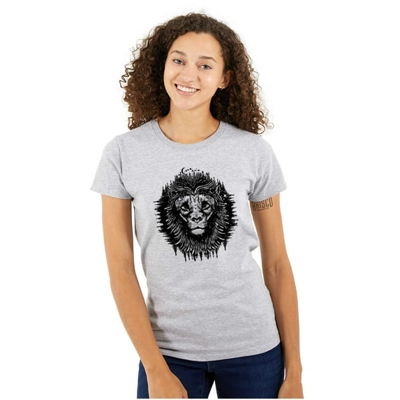 Lion Jungle Symbolic Spirit Animal Womens Slim Fit Graphic Tee Brisco Brands X