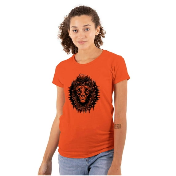 Lion Jungle Symbolic Spirit Animal Womens Fitted Plus Size Graphic Tee Brisco Brands 2X