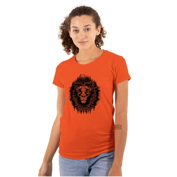 Lion Jungle Symbolic Spirit Animal Womens Fitted Plus Size Graphic Tee Brisco Brands 2X
