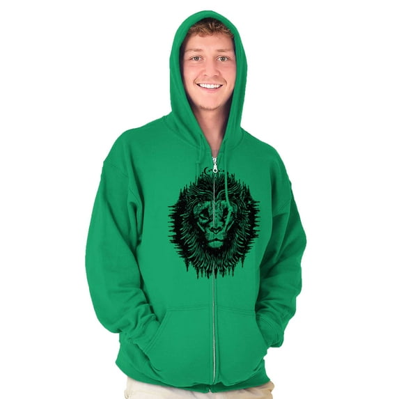 Lion Jungle Symbolic Spirit Animal Zip Up Hoodie Men's Women's Brisco Brands 2X