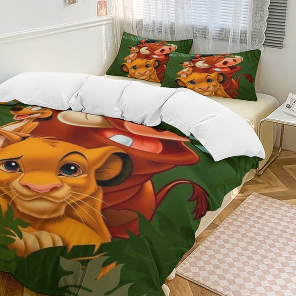 Lion Kin 3 Piece Comforter Bedding 1 Set Super Soft Quilt Cover with 2 Pillowcases Funny Merch Movie Fans Gifts for Girls Boys Kids Adults 102"×90"