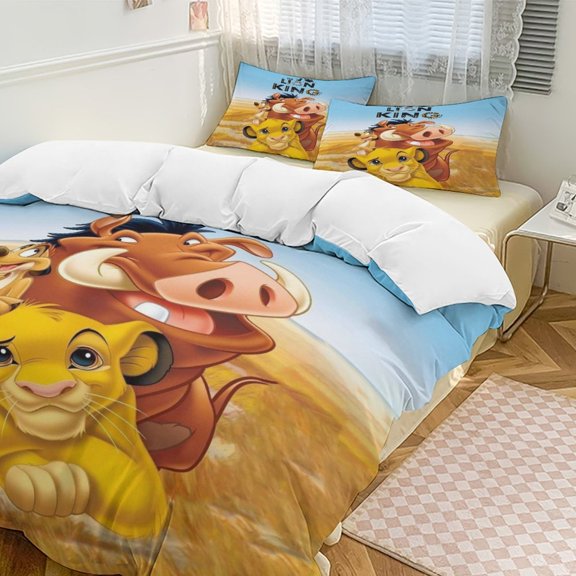 Lion Kin 3 Piece Comforter Bedding 1 Set Super Soft Quilt Cover with 2 Pillowcases Funny Merch Movie Fans Gifts for Girls Boys Kids Adults 79"×90"
