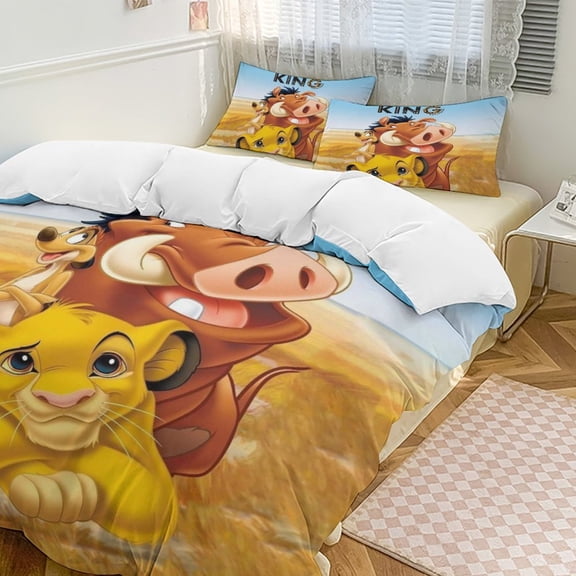 Lion Kin 3 Piece Comforter Bedding 1 Set Super Soft Quilt Cover with 2 Pillowcases Funny Merch Movie Fans Gifts for Girls Boys Kids Adults 86"×70"