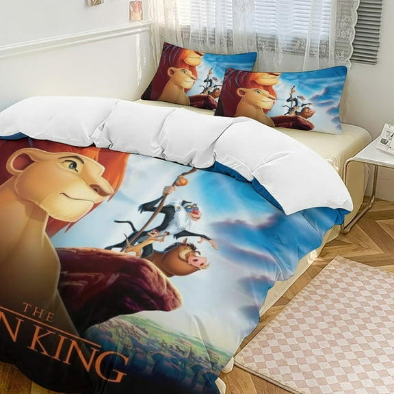 Lion Kin 3 Piece Comforter Bedding 1 Set Super Soft Quilt Cover with 2 Pillowcases Funny Merch Movie Fans Gifts for Girls Boys Kids Adults 86"×70"