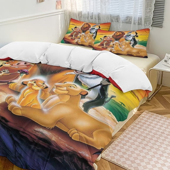 Lion Kin 3 Piece Comforter Bedding 1 Set Super Soft Quilt Cover with 2 Pillowcases Funny Merch Movie Fans Gifts for Girls Boys Kids Adults 90"×90"