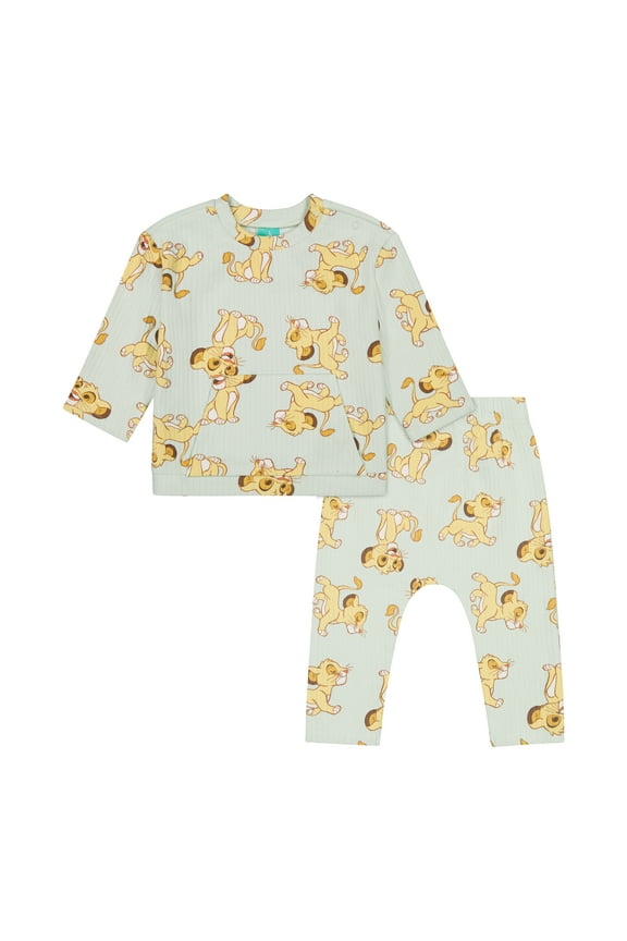 Lion King Baby Boy 2 Piece Rib Pant Set, Sizes 0/3 Months-24 Months