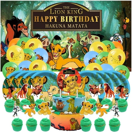 Lion King Balloons Party Supplies Decorations Plates Banner Cake Topper Tableware Birthday Decor