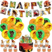 Lion King Birthday Party Decorations Theme Birthday Party Supplies Include 1pc Happy Birthday Banner, 16pcs Balloons, 12pcs Cake Toppers and 1pc Cupcake Toppers