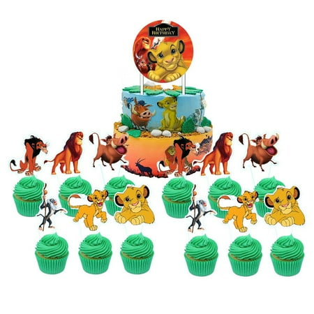 Lion King Cake Topper Cupcake Set Party Supplies Decoration Birthday Decor Kit