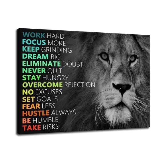 Lion King Canvas Wall Art, Motivational Poster for Office and Home, Inspirational Lion Print for Modern Living Room Decor