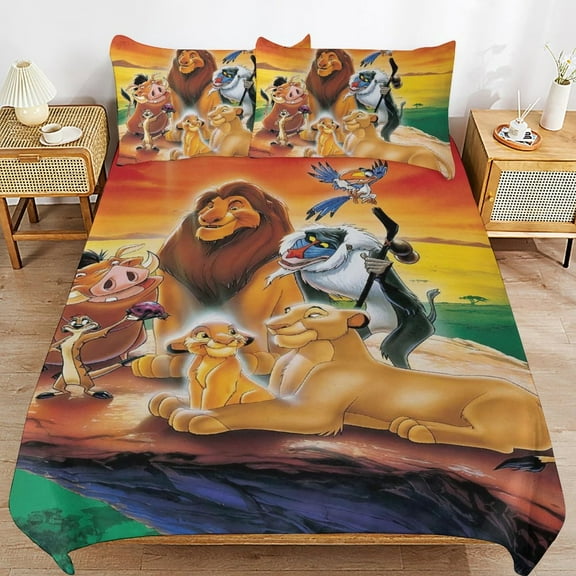 The Lion King Cartoon Bedding Sets Ultra Soft Skin-Friendly Duvet Cover 3 Piece, Cute Comforter Cover Bed Set for Boys Girls Kids ( 1 Duvet Cover + 2 Pillowcase), 86"X70"