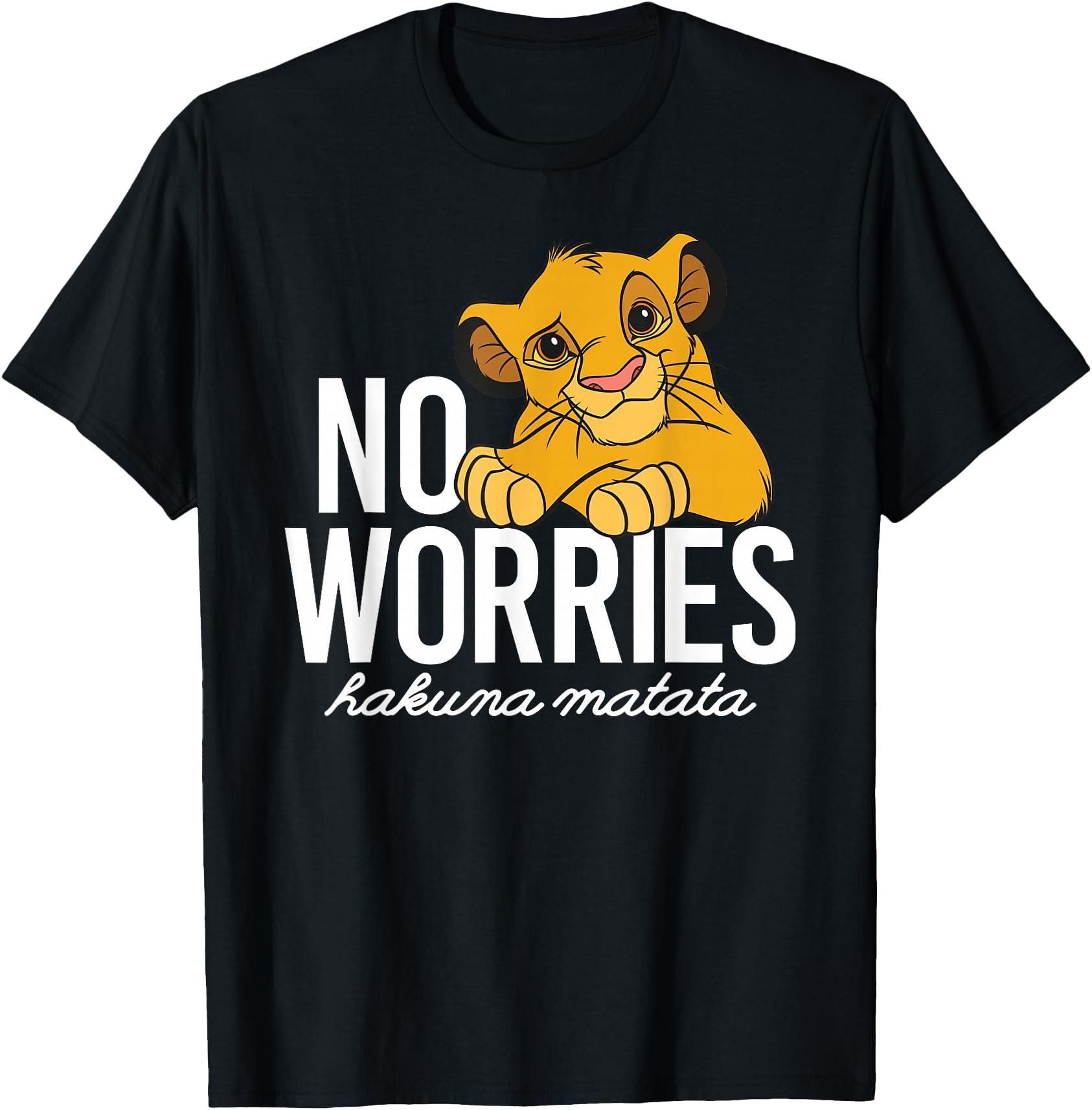 Lion King Classic No Worries Simba DTG Print Unisex T-Shirt,Black Color ...