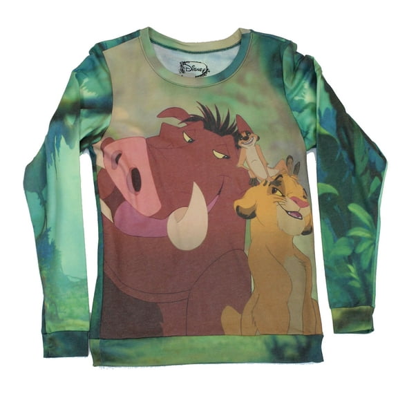 Lion King Girls Juniors Pull Over Light Sweatshirt - Simba Timon & Pumba Image (Large)