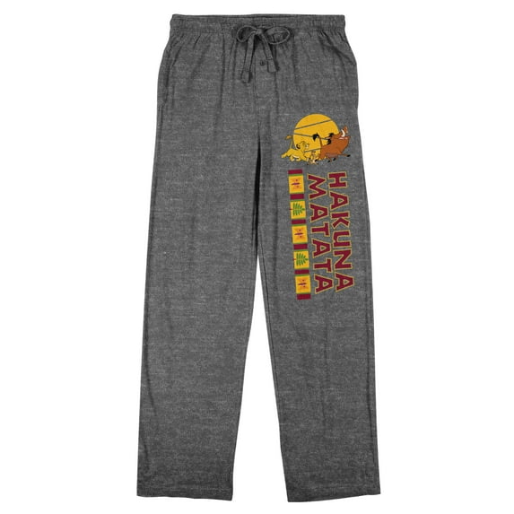 Lion King Hakuna Matata on Heather Gray Adult Sleep Pant-Medium