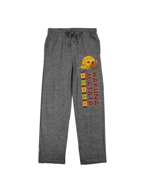 Lion King Hakuna Matata on Heather Gray Adult Sleep Pant-Medium