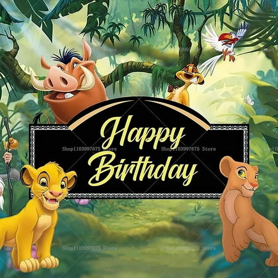 Lion King Happy Birthday Party Backdrop, Baby Shower Cake Table Decoration Supplies Themed Banner (7X5FT