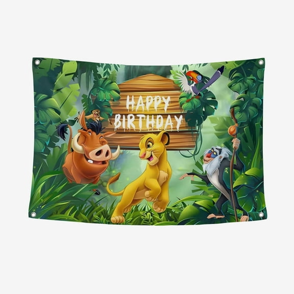 Lion King Happy Birthday Party Banner Lion King Party Decoration Supplies 5*3FT/150*100CM