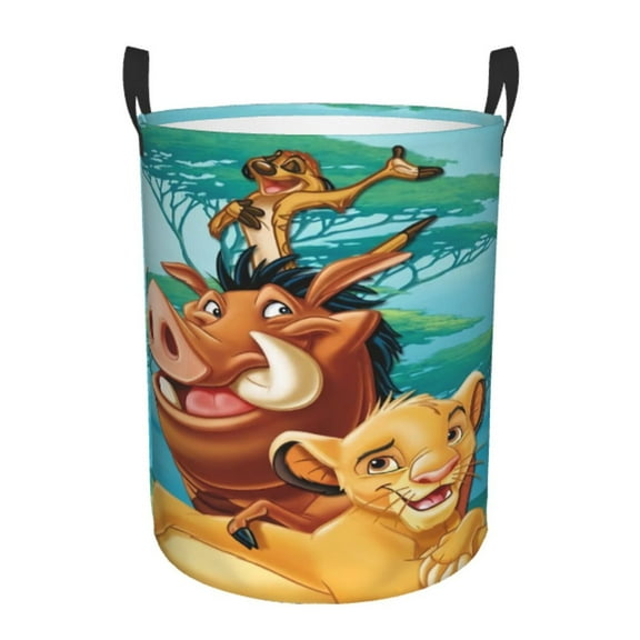 The Lion King Laundry Hamper With Handle Funny Waterproof Foldable Circular Storage Bin Toys Clothes Round Organizer Basket for Bedroom Bathroom Home Kids Small