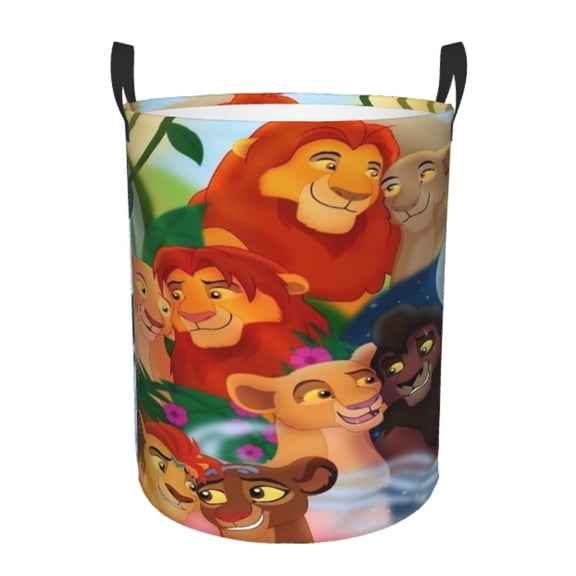 The Lion King Laundry Hamper With Handle Funny Waterproof Foldable Circular Storage Bin Toys Clothes Round Organizer Basket for Bedroom Bathroom Home Kids Small