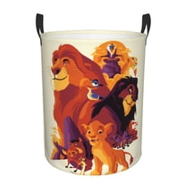 The Lion King Laundry Hamper With Handle Funny Waterproof Foldable Circular Storage Bin Toys Clothes Round Organizer Basket for Bedroom Bathroom Home Kids Small