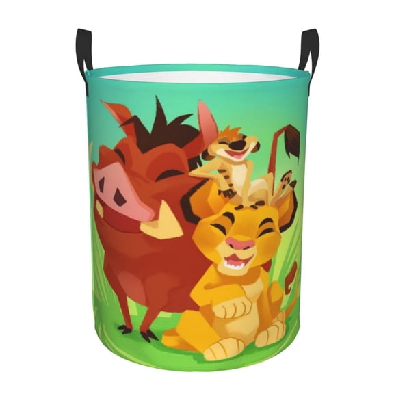 Lion Kin Laundry Hamper Laundrys Basket Large Waterproof Foldable with Handles Circular Storage Clothes Bag for Bathroom/Bedroom/Dorm