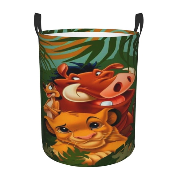 Lion Kin Laundry Hamper Laundrys Basket Large Waterproof Foldable with Handles Circular Storage Clothes Bag for Bathroom/Bedroom/Dorm