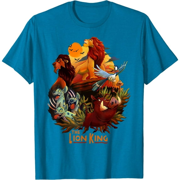 Lion King Main Cast Poster Graphic DTG Print Unisex T-Shirt,Sapphire Color,Size L
