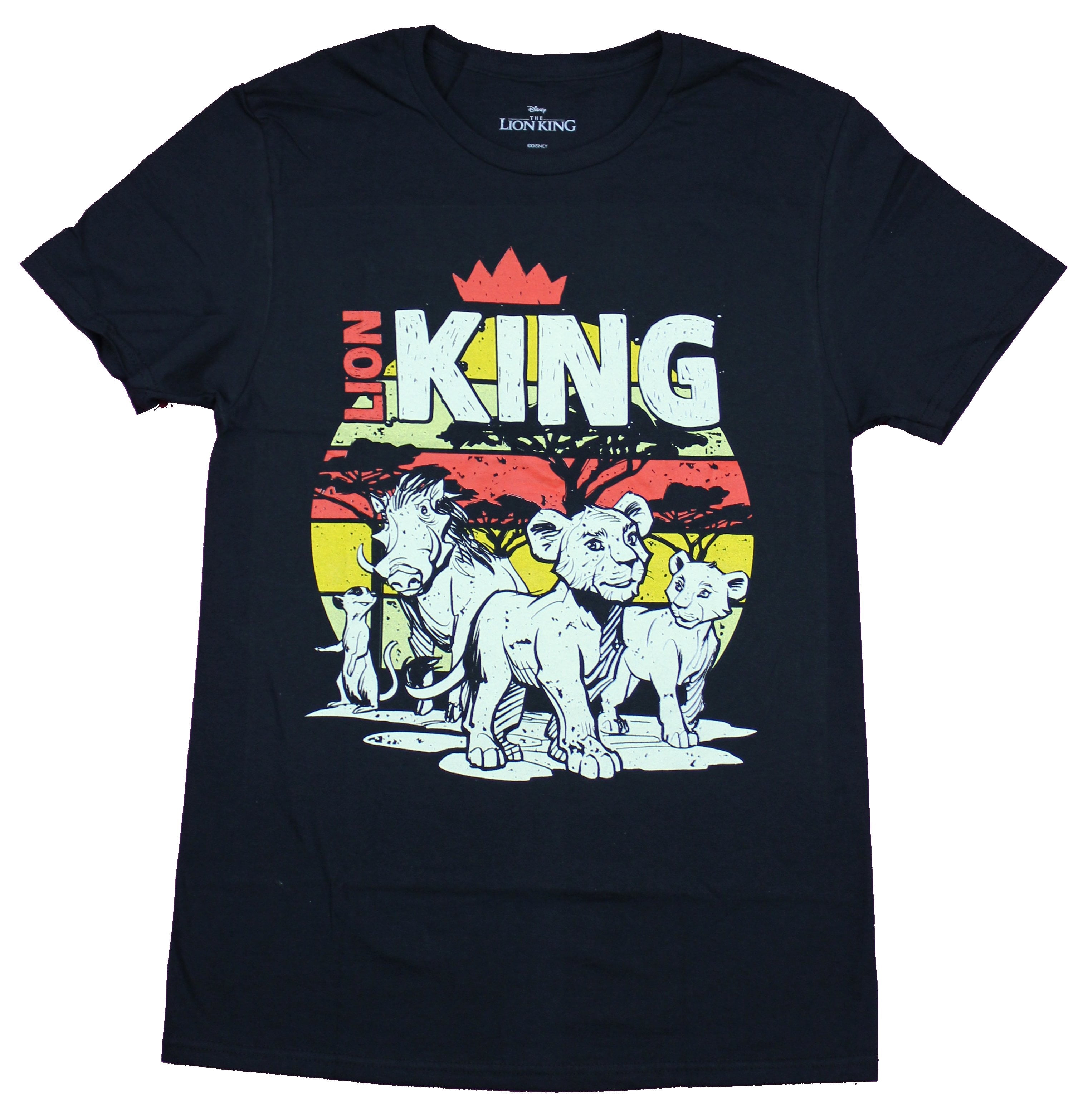 Lion King Mens T-Shirt - B & W Simba Nala Pumba Timon Stylized Logo ...