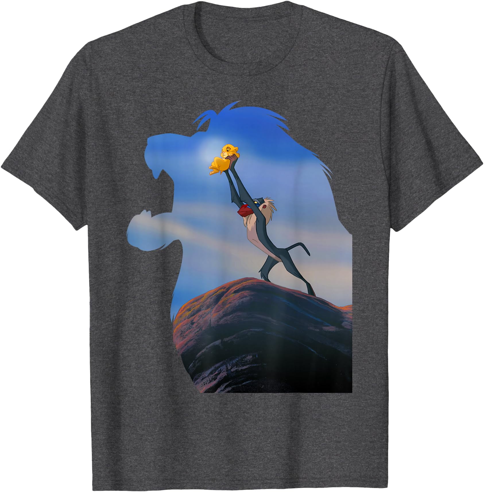 Lion King Mufasa Silhouette Pride Rock Rafiki Simba DTG Print Unisex T ...