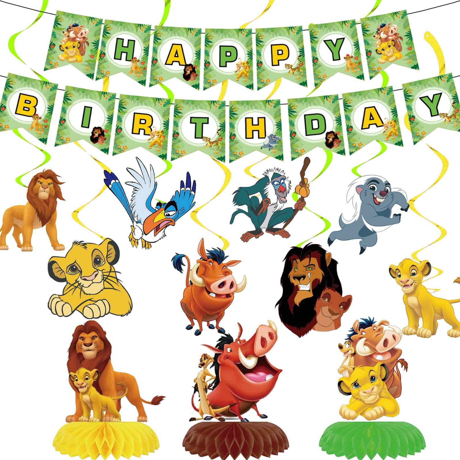 Lion King Party Decorations,Lion HP29 King Banner,Hanging Swirls and