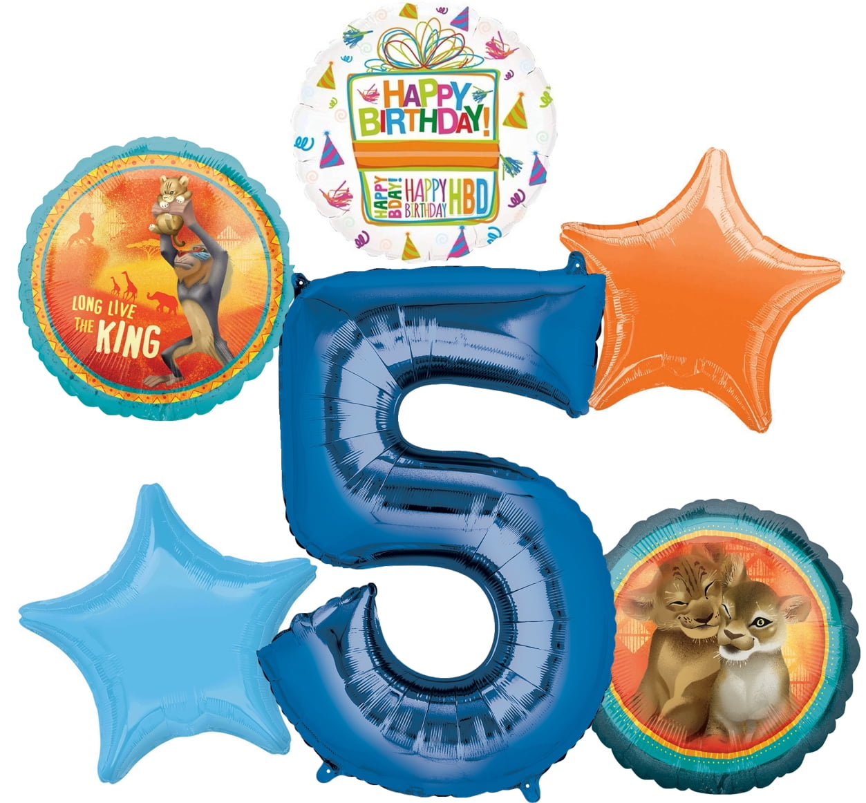 THE LION KING Lion King Party Supplies 5th Birthday Balloon Bouquet Decorations - Blue Number 5