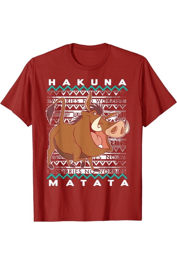 Lion King Pumba Ugly Christmas Holiday DTG Print Unisex T-Shirt