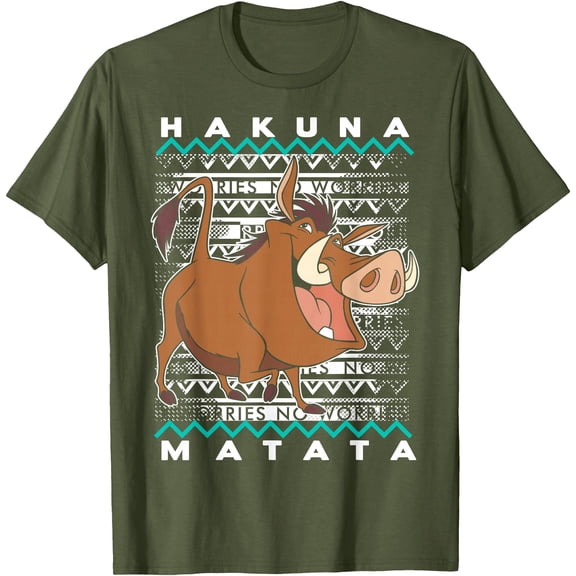 Lion King Pumba Ugly Christmas Holiday DTG Print Unisex T-Shirt